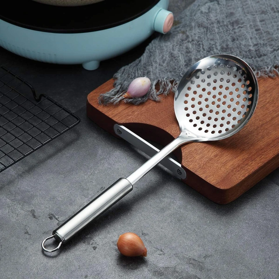Stainless Steel Cooking Skimmer, Slotted Strainer Spoon, Metal Kitchen Tool - Image 2 of 4