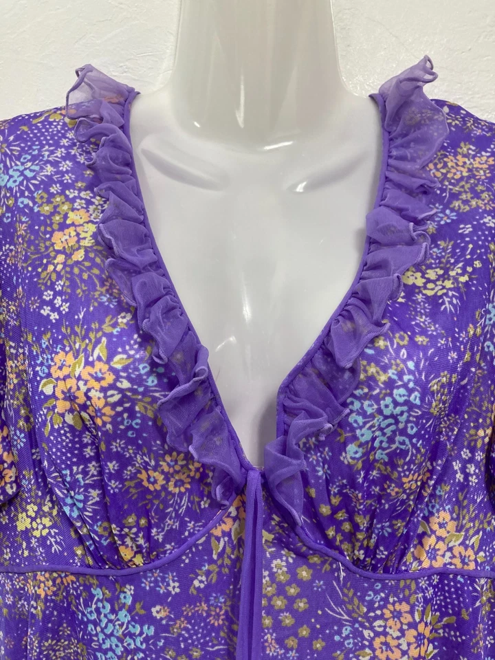 Maxi Vestido Camisón Vintage Y2K Encaje Coqueta Cottagecore Hada Púrpura 44/46 Foto 4 de 4