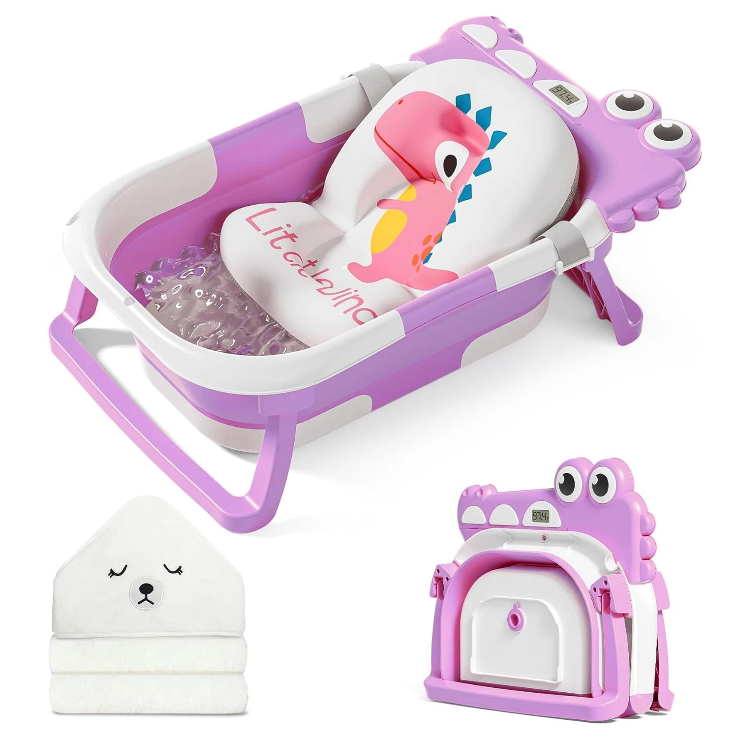 Collapsible Baby Bathtub for Newborn with Thermometer & 1 Hooded Towel & Cushion
Opens in a new wind