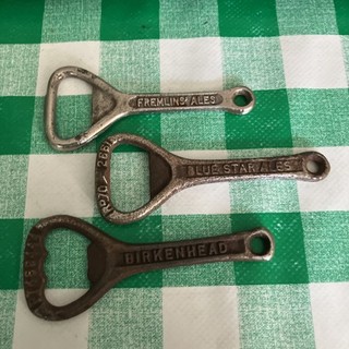 3 Vintage Cast Iron Bottle Openers FREMLINS'ALES / BLUE STAR ALES/ BIRKENHEAD