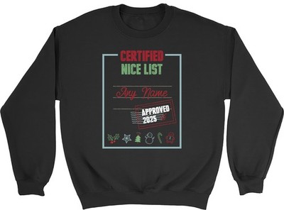 PERSONALISIERTES ZERTIFIZIERTES SCHÖNES LISTE LUSTIGES WEIHNACHTEN KINDER SWEATSHIRT GESCHENK PULLOVER