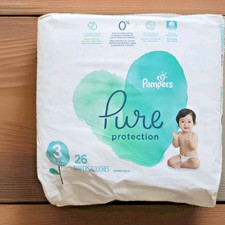 Diapers Size 3 Pampers Pure Protection Disposable 26 Baby Diapers - 16/28 Lb