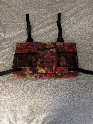 Large Walker ToteBag Floral-Cup Holder, Mesh and Zipper Pockets-Approx 17  x 10 