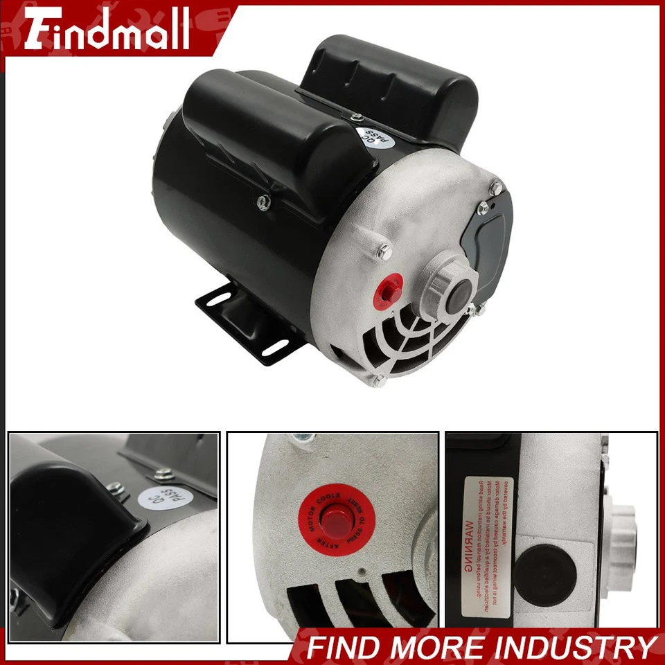 5HP SPL Air Compressor Motor 3450 RPM Single Phase Electric Motor 230V 56HZ 7/8" - Image 4 of 4