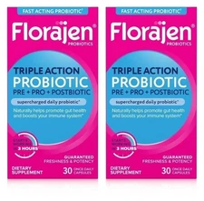 2 pack Florajen Triple Action Probiotic Pre+ Pro + Postbiotic 30 Cap EXP 10/26+