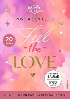 Postkartenblock Feel the Love: 20 Karten I 100% Recyclingpapier 100% Naturliebe 