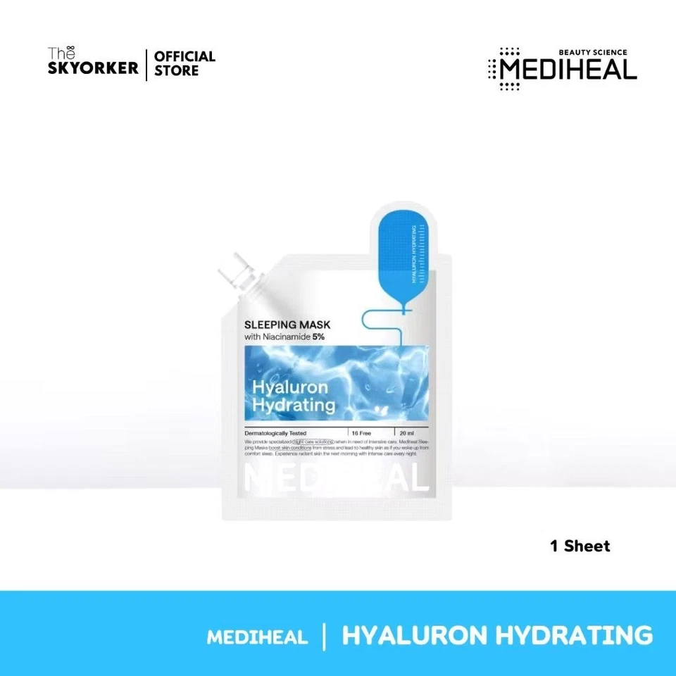 6 Sachets X 20 ml MEDIHEAL Hyaluron Hydrating Sleeping Mask Radiant Plump Skin - Image 3 of 4