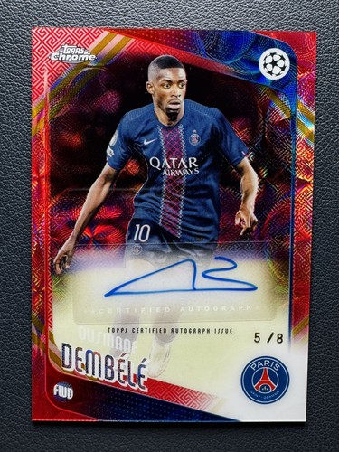 2025-26 Topps Chrome UEFA UCL Ousmane Dembele Red Hongbao Refractor Auto 5/8 SSP