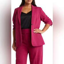 Calvin Klein Women s Ruched Sleeve One Button Blazer Jacket Size 22W