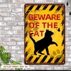 Vintage Beware of the Cat Metal Tin Sign 8x12 Rustic Funny Garage