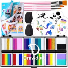 Drawdart Professional Face Painting Kit for Kids Adults, 12 Colors Faerie