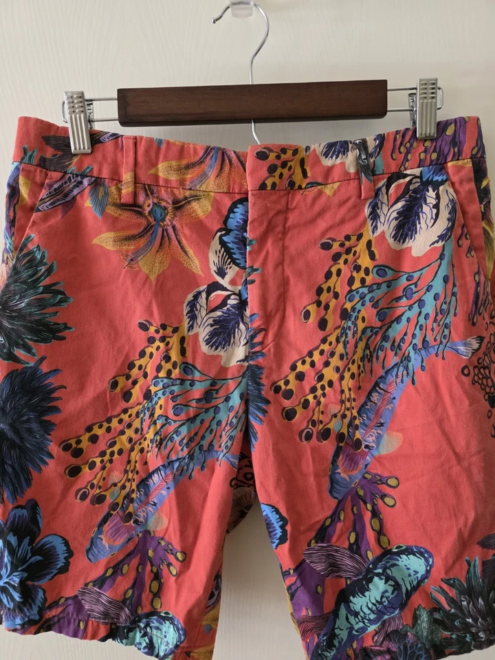 Pantalones Cortos PAUL SMITH Caballeros Hechos en Portugal Frente Plano Para Hombres 32W 9.5" Entrepierna Multicolor Foto 4 de 4