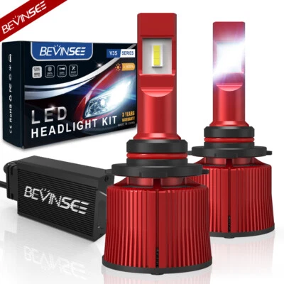 BEVINSEE HIR2 LED Phare de Voiture Ampoule Headlight 6000K 15000LM Blanc Lumière - Photo 1/4