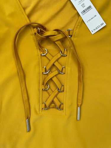 White House Black Market Tank Womens XL Gold Sleeveless Blouse Office - MSRP $55 - Picture 6 of 10