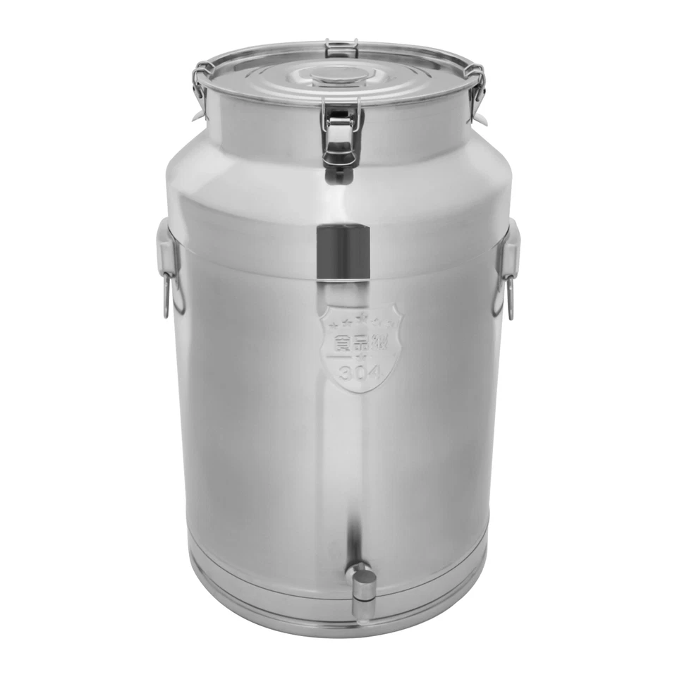 Barril redondo de grado alimenticio 20,08 galones 304 cubo de leche de acero inoxidable lata sellada Foto 4 de 4