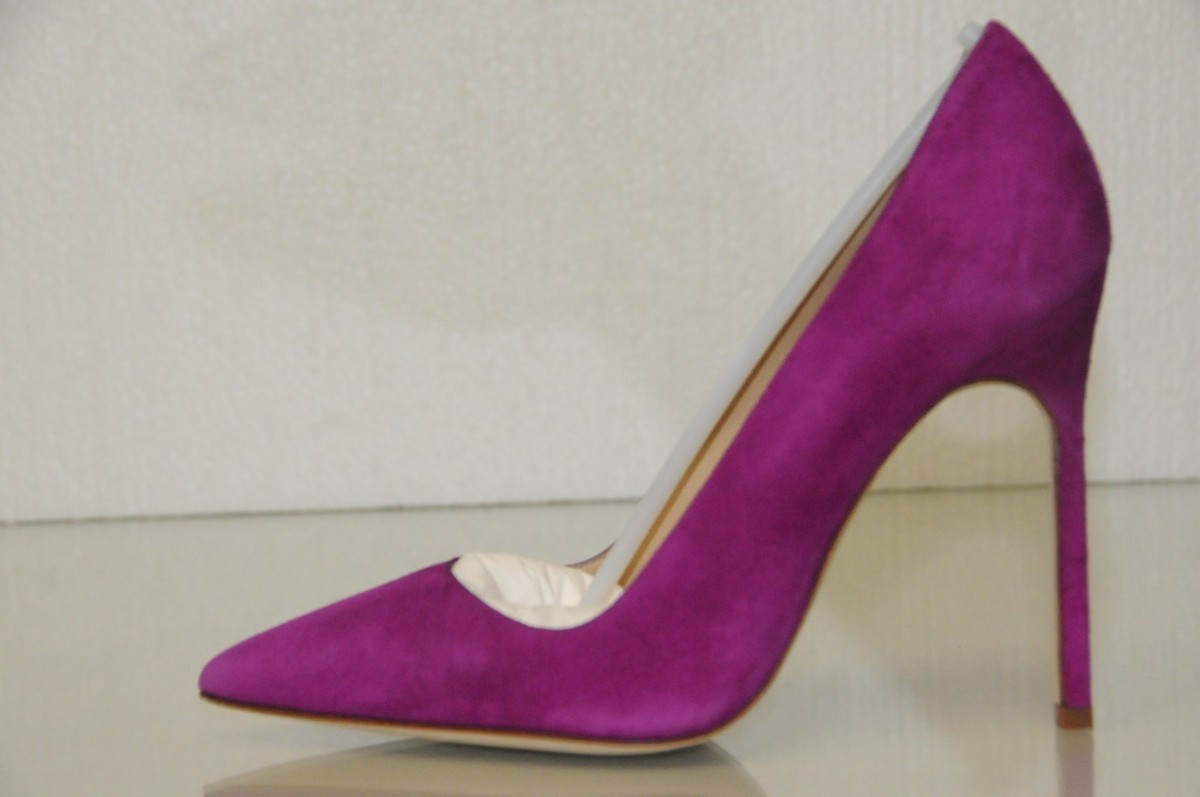 New Manolo Blahnik BB 115 FUXIA Orchid Pink Suede Shoes Heels