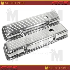 For 58-86 Chevy SB Small Block Short Polished Aluminum Valve Covers Ball Milled