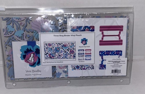Vera Bradley Pencil Pouch Vinyl School Case Zippered Binder Pouch Berry Bloom - Picture 5 of 10