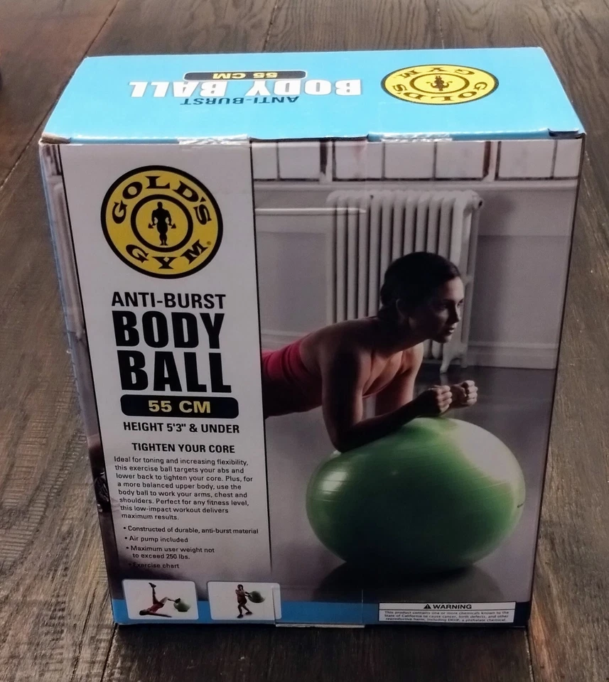 Bola corporal de ejercicio anti-explosiones Gold's Gym 55 cm bomba incluida - ¡NUEVA 5’3 y debajo! Foto 3 de 3