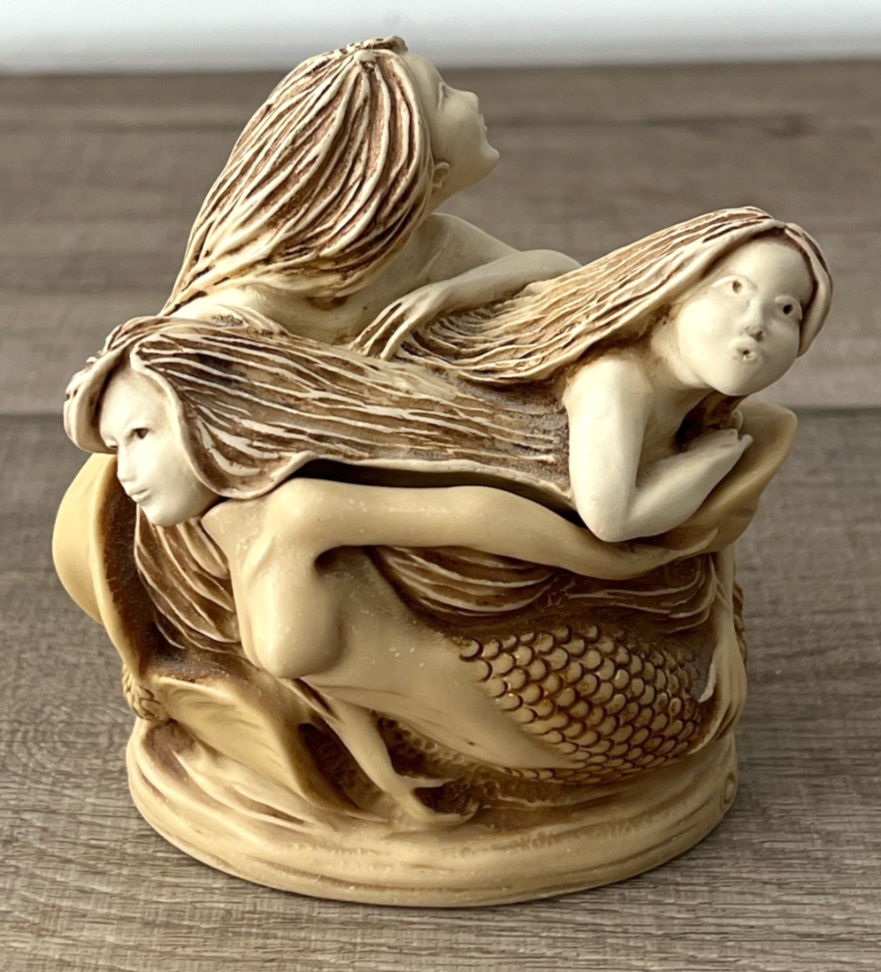 S.I.A.B England 3 Mermaid Resin Treasure Chest Jewelry Trinket