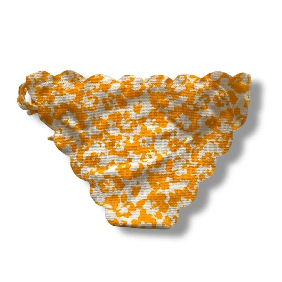 Parte inferior de bikini Marysia Swim Mott festoneada con lazo lateral amarillo blanco floral nueva sin etiquetas Foto 2 de 4