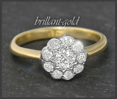 Antiker Damen Ring mit 0,85ct Diamanten, 750 Gold & Platin, Handarbeit um 1920 - Bild 1 von 4