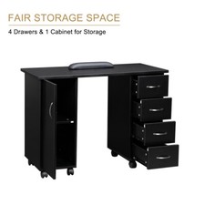 Manicure Nail Table Wood Desk Salon Beauty Spa Mobile Station with 4 Drawers
