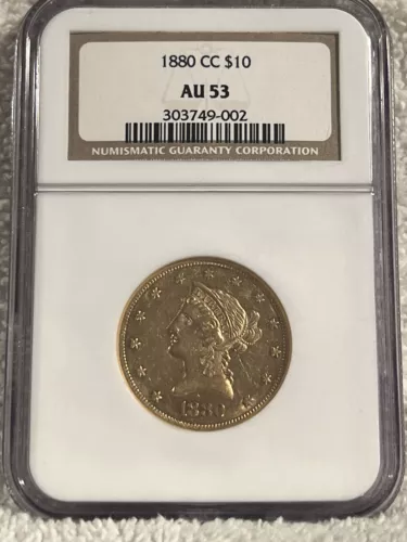 1880-cc $10 Gold eagle AU 53 Graded by NGC super low mintage of 11,190