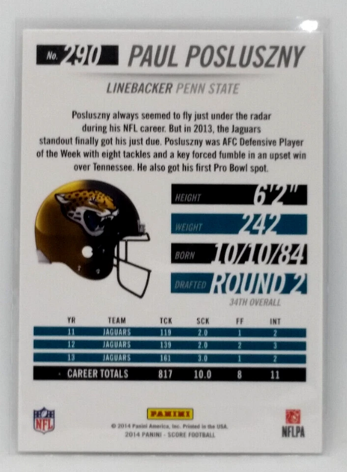 2014 Panini 100 Hot Rookies #290 Paul Posluszny Card - Image 2 of 2