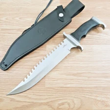 Hibben Survivor Fixed Knife 10.12" Stainless Bowie Style w/Sawback Blade Micarta