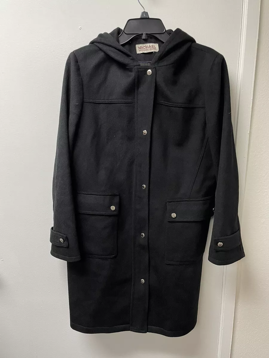 Michael Kors Women s Black Wool Hooded Over Coat WPL 7888 Size Medium
