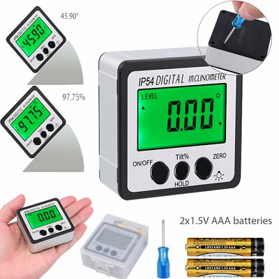 360° Digital Level Box Gauge LCD Inclinometer Protractor Magnetic Angle Finder