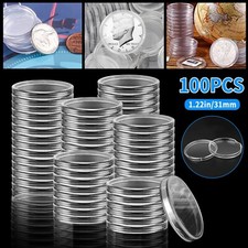 100X Coin Capsules Holder Storage Display Case 31mm Clear for US JFK Half Dollar