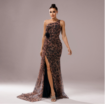 chinese dress ladies Portia & Scarlett Leopard Print Mermaid Prom Dress PS26023