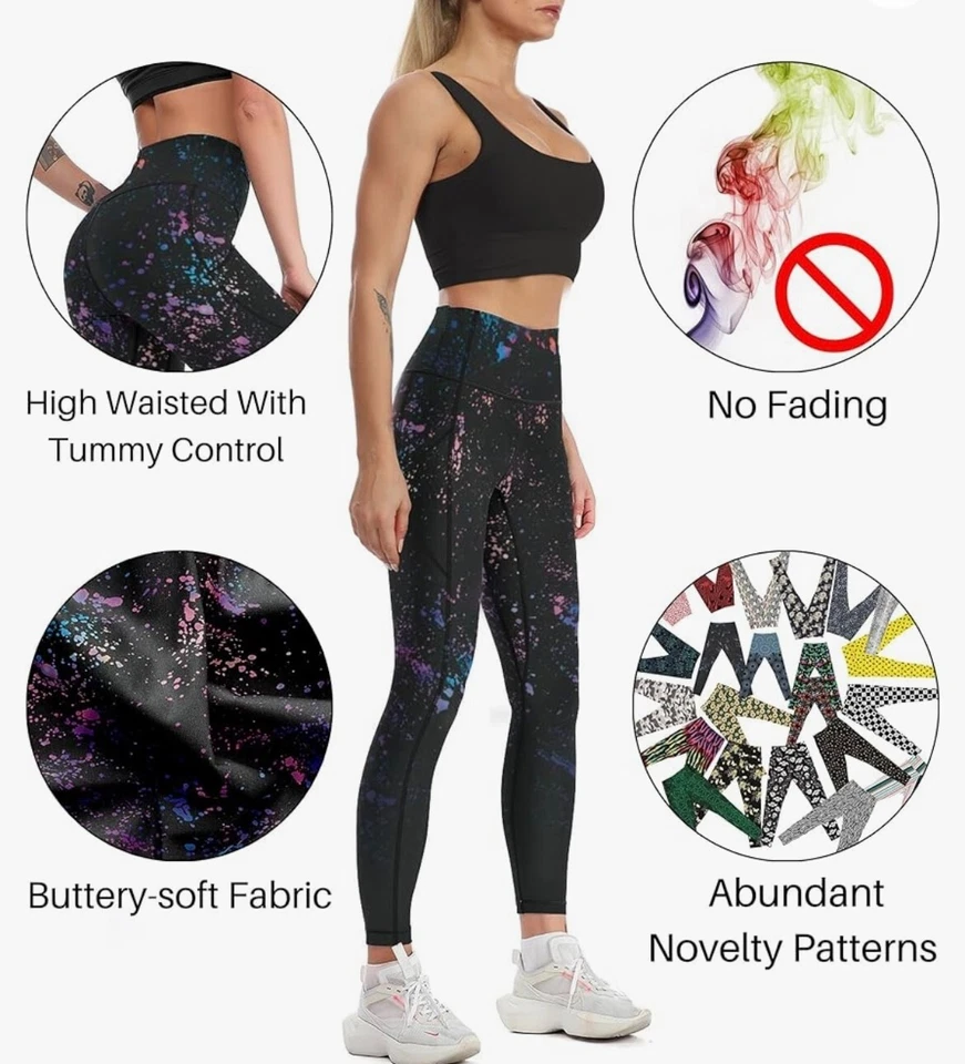 ICEROSE MUJER LEGGING CINTURA ALTA SUAVE VERANO LEGGINGS AZUL MARINO YOGA PANTALÓN Foto 3 de 4