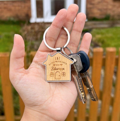 Personalisierter Schlüsselanhänger Built With Love Hauswärmung Schlüsselring Neu Eltern Umzug