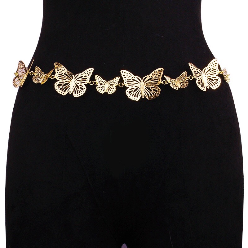 Womens Butterfly Waist Belt Metal Chain Body Jewelry Retro  display picture 1
