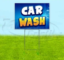 CAR WASH 18x24 Yard Sign WITH STAKE Corrugated Bandit USA BUSINESS SERVICE
