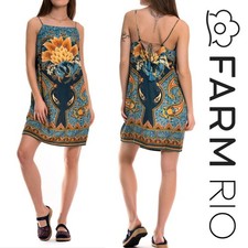 FARM RIO Brasil Oriental Paisley Strappy Mini Dress S Lotus Mandala