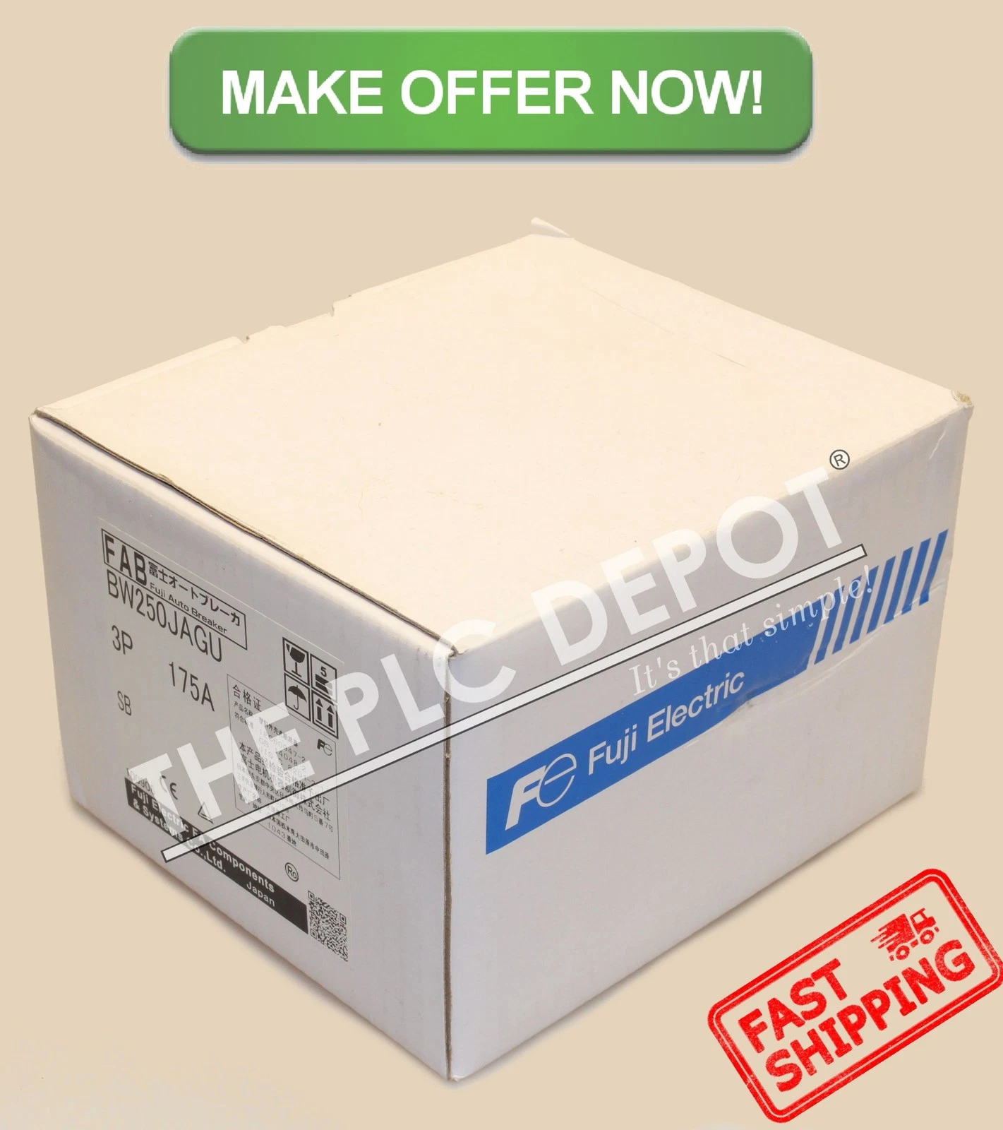 Fuji Electric Auto Breaker BW250JAGU-3P175 SB 3P 175A 600V BW9SL0GA