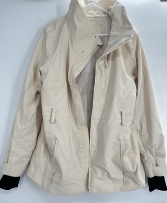 Halfdays Hooded Belted Full Zip Lined Women's Jacket Oatmilk XL