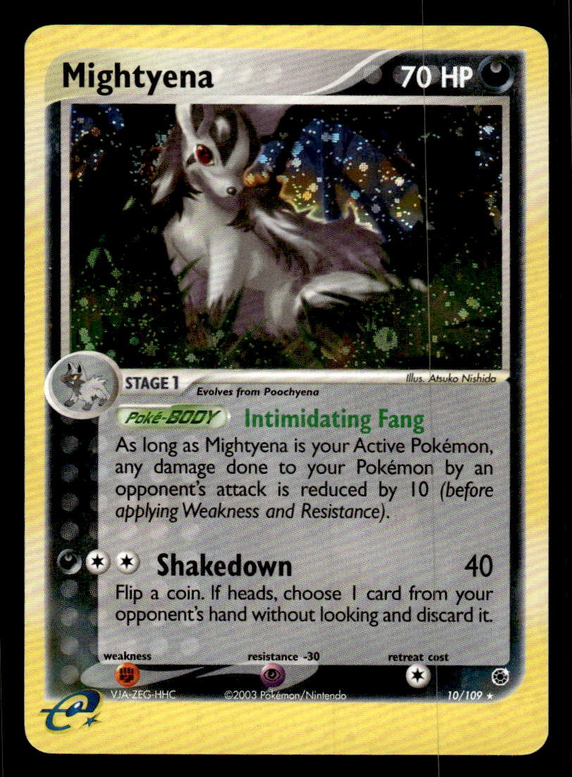 Pokemon TCG EX Ruby and Sapphire #10/109 Mightyena Holo LP+ (Scratches)