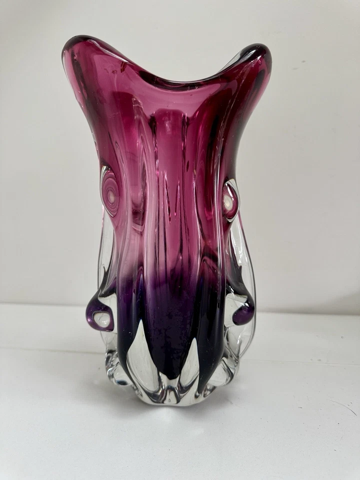 Vintage Bohemian Heavy Art Glass Vase By Josef Hospodka Chribska Glassworks - image 2 of 4