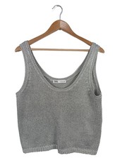 ZARA Top lavorato a maglia Donna Top Taglia IT 44 argento stile casual