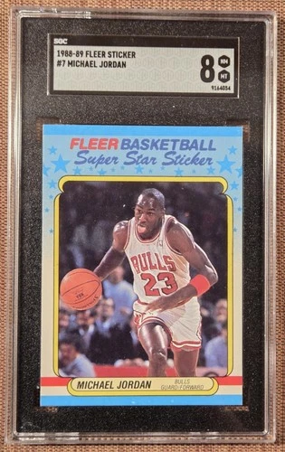1988 Fleer Sticker #7 Michael Jordan Chicago Bulls Basketball Card SGC 8 NM/MT