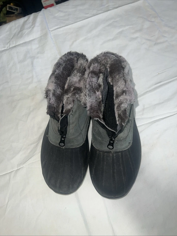 Botas para mujer 8 Propet cremallera frontal Lumi tobillo pato negras/grises clima frío Foto 2 de 4