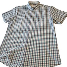 Mizzen Main Shirt Mens XL Trim Fit Leeward Button Down Short Sleeve Plaid