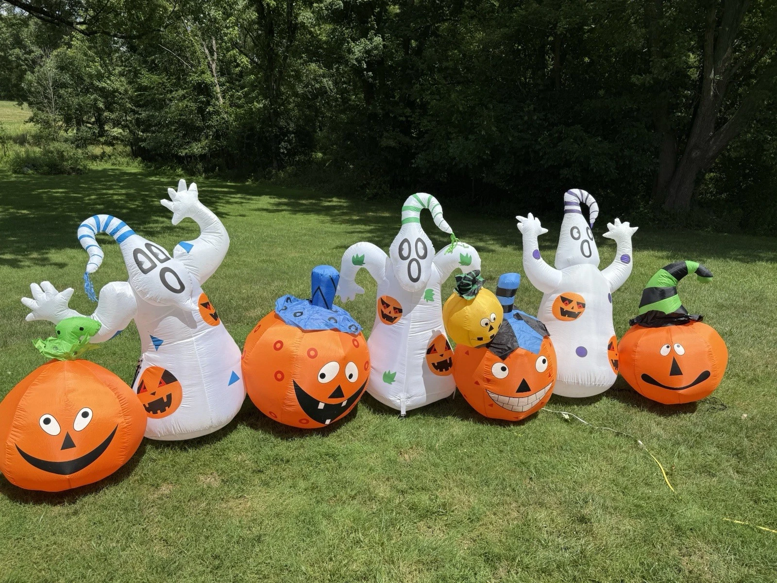 Gemmy Airblown Halloween Inflatable Prototype Ghosts And Pumpkin Scene Large