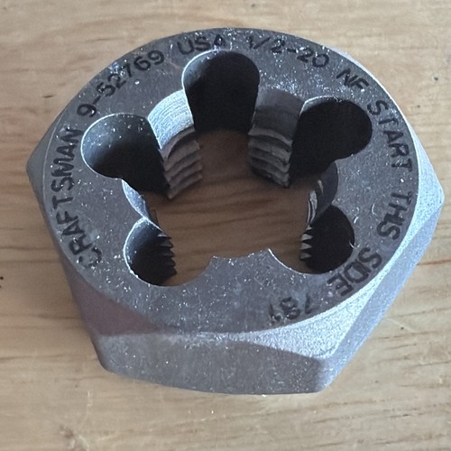 Craftsman Professional 1/2" - 20 NF Die 1" Hex 9 52769 for Tap & Die Set 52306 - Foto 2 di 4