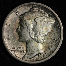 1916 Mercury Silver Dime AU++ E271 UZCB